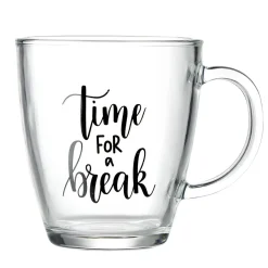 Gifi Mug en verre transparent motif wording 300ml H10,5cm