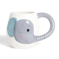 Gifi Mug éléphant dolomite blanc et gris Ø10xH10cm