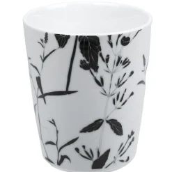 Gifi Mug noir décor tiges feuilles blanches