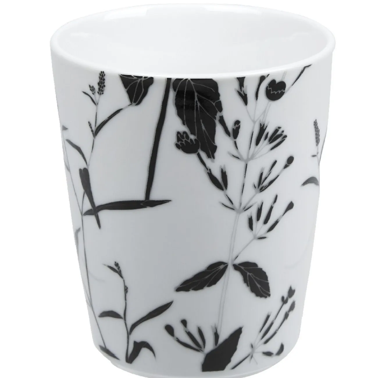 Gifi Mug noir décor tiges feuilles blanches