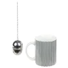 Gifi Mug porcelaine avec boule à thé inox noir blanc 35 cl