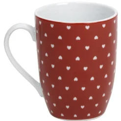 Gifi Mug rouge design coeurs blancs