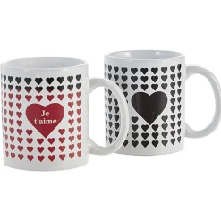 Gifi Mug thermoréactif coeur noir et rouge en grès x2