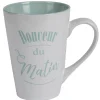 Gifi Mug XL faïence blanc et vert menthe