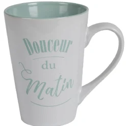 Gifi Mug XL faïence blanc et vert menthe