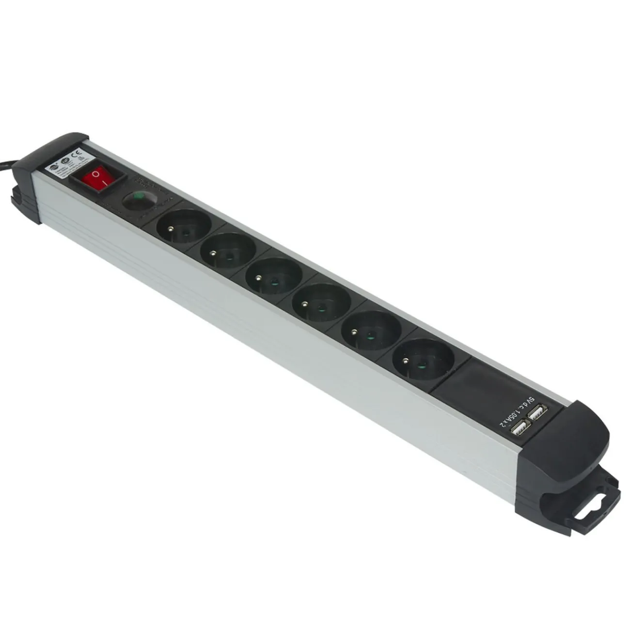 Gifi Accessoires Électriques^Multiprise parafoudre 6 prises et 2 usb noir