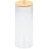 Gifi Beauté^Organisateur cosmétique forme cylindrique transparent couvercle bambou