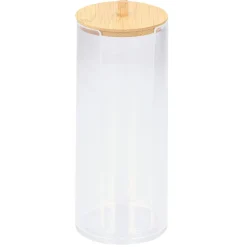 Gifi Beauté^Organisateur cosmétique forme cylindrique transparent couvercle bambou