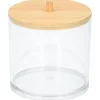 Gifi Beauté^Organisateur cosmétique rond transparent couvercle bambou