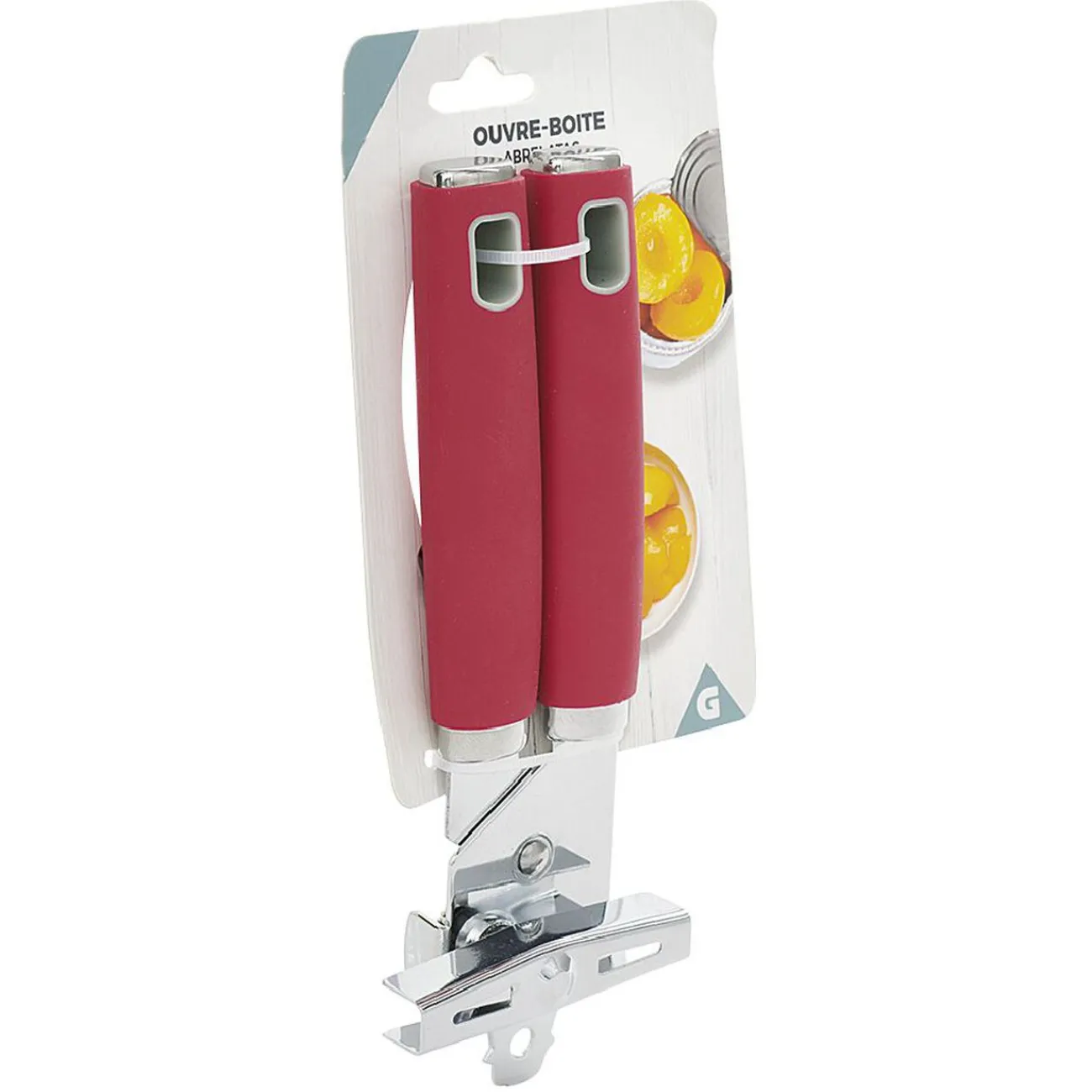 Gifi Ouvre boîte inox avec manche en polypropylène rouge