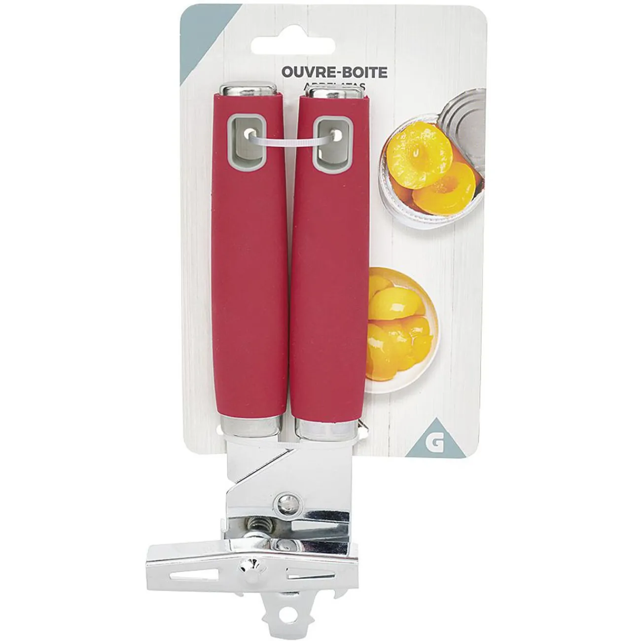 Gifi Ouvre boîte inox avec manche en polypropylène rouge