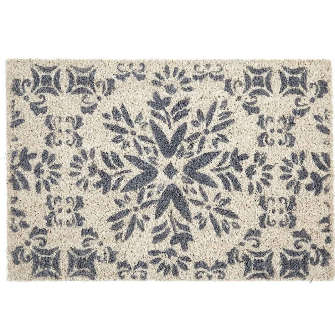 Gifi Nettoyage Et Entretien|Paillasson coco beige design fleurs grises