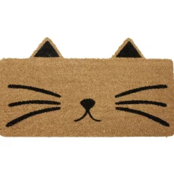 Gifi Nettoyage Et Entretien|Paillasson coco imprimé chat avec oreilles marron et noir 70x40cm