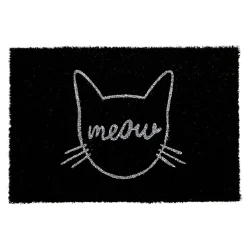 Gifi Nettoyage Et Entretien|Paillasson coco rectangulaire noir motif tête de chat meow