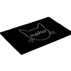 Gifi Nettoyage Et Entretien|Paillasson coco rectangulaire noir motif tête de chat meow