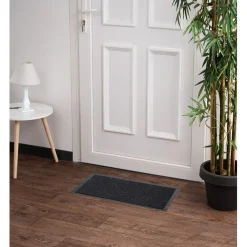Gifi Nettoyage Et Entretien|Paillasson rectangulaire antidérapant avec bord PVC gris et noir