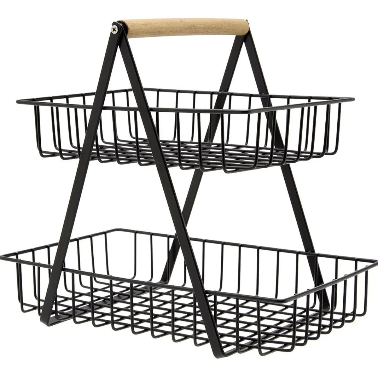 Gifi Panier à fruits 2 niveaux noir et naturel