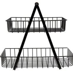 Gifi Panier à fruits 2 niveaux noir et naturel