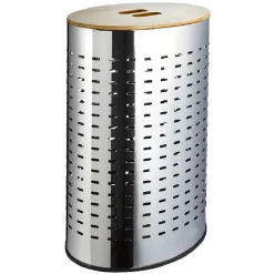 Gifi Entretien Du Linge|Panier à linge cylindrique métal et bois 55 L