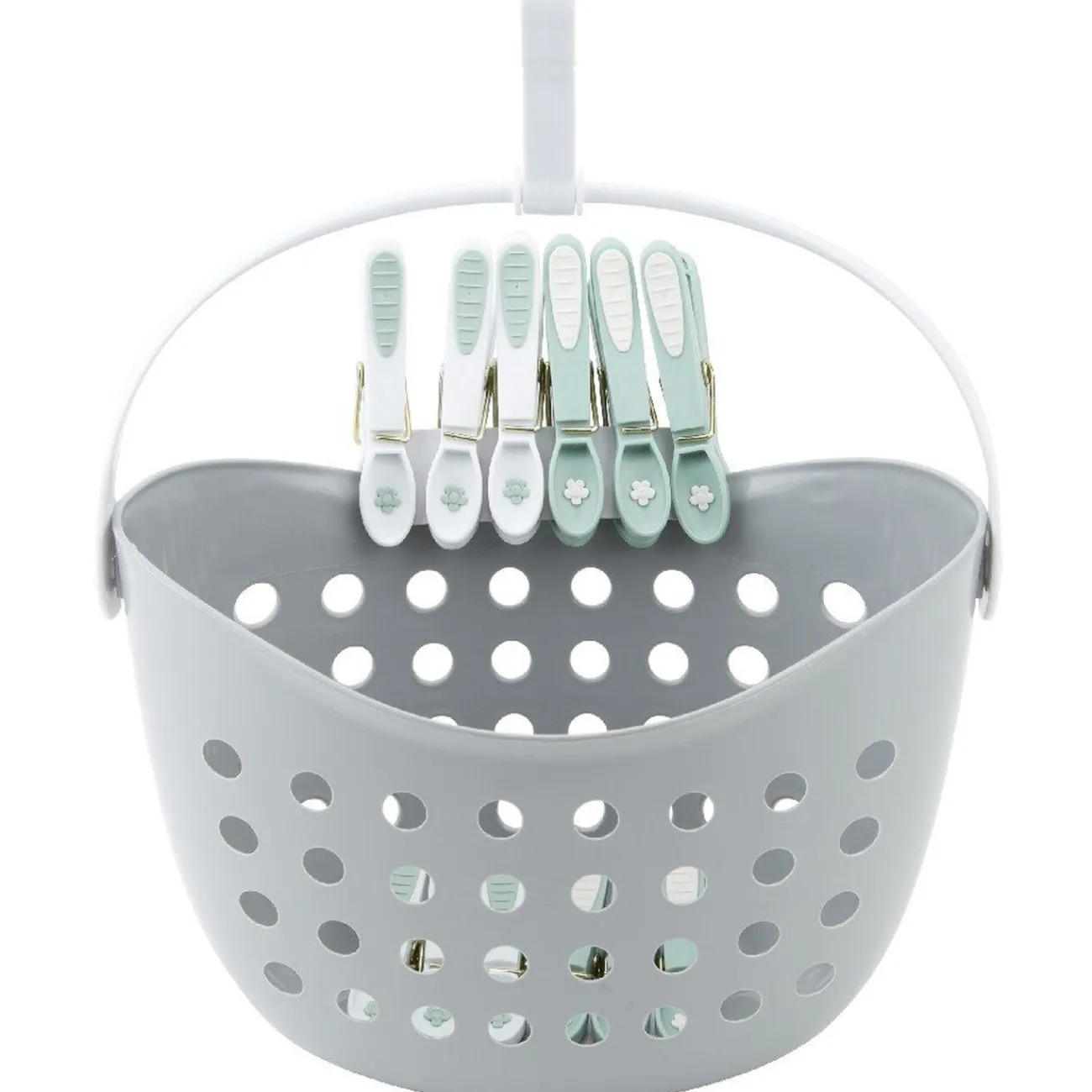 Gifi Entretien Du Linge|Panier avec 12 pinces à linge gris