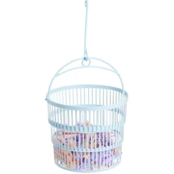 Gifi Entretien Du Linge|Panier avec 50 pinces à linge bleu - Ø20xH.17cm