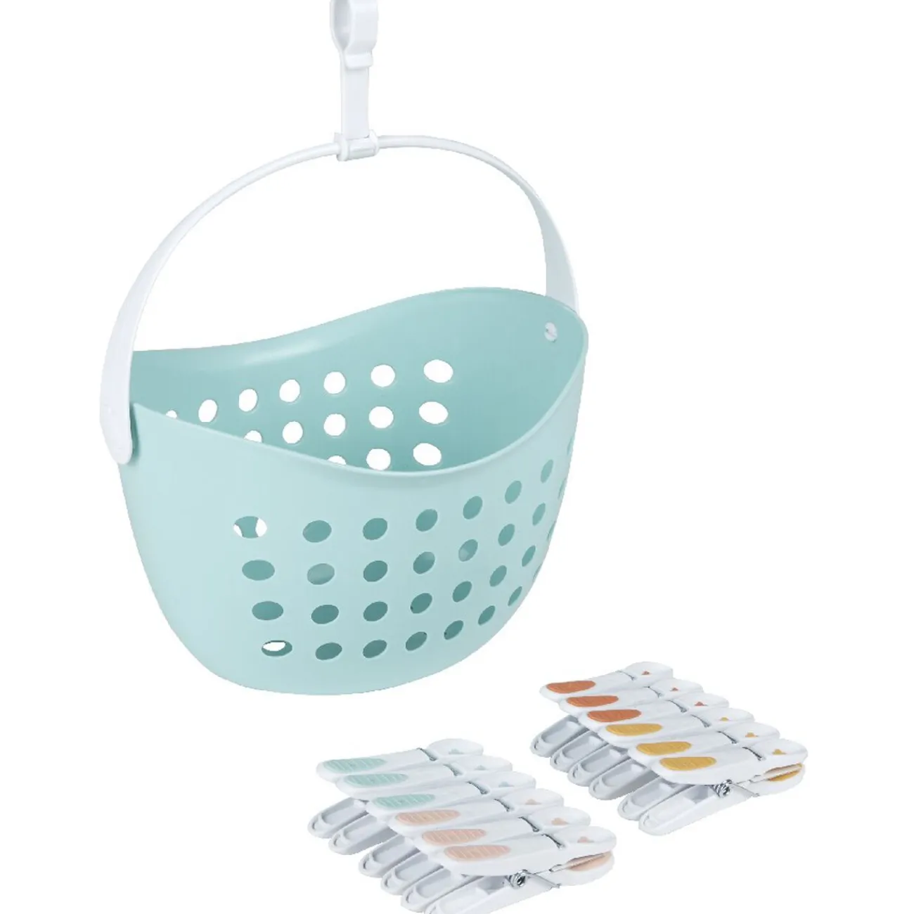 Gifi Entretien Du Linge|Panier bleu avec 12 pinces à linge bleu