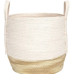 Gifi Rangement|Panier déco Bora Bora naturel et rose grand modèle