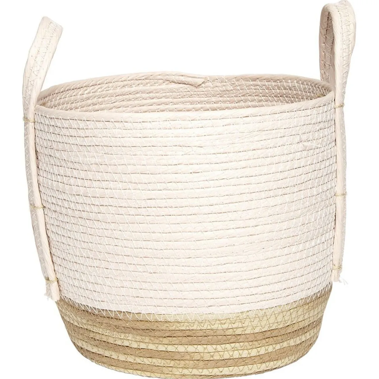 Gifi Rangement|Panier déco Bora Bora naturel et rose modèle moyen