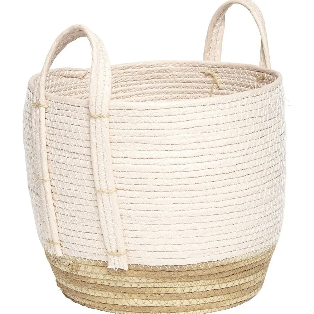 Gifi Rangement|Panier déco Bora Bora naturel et rose modèle moyen