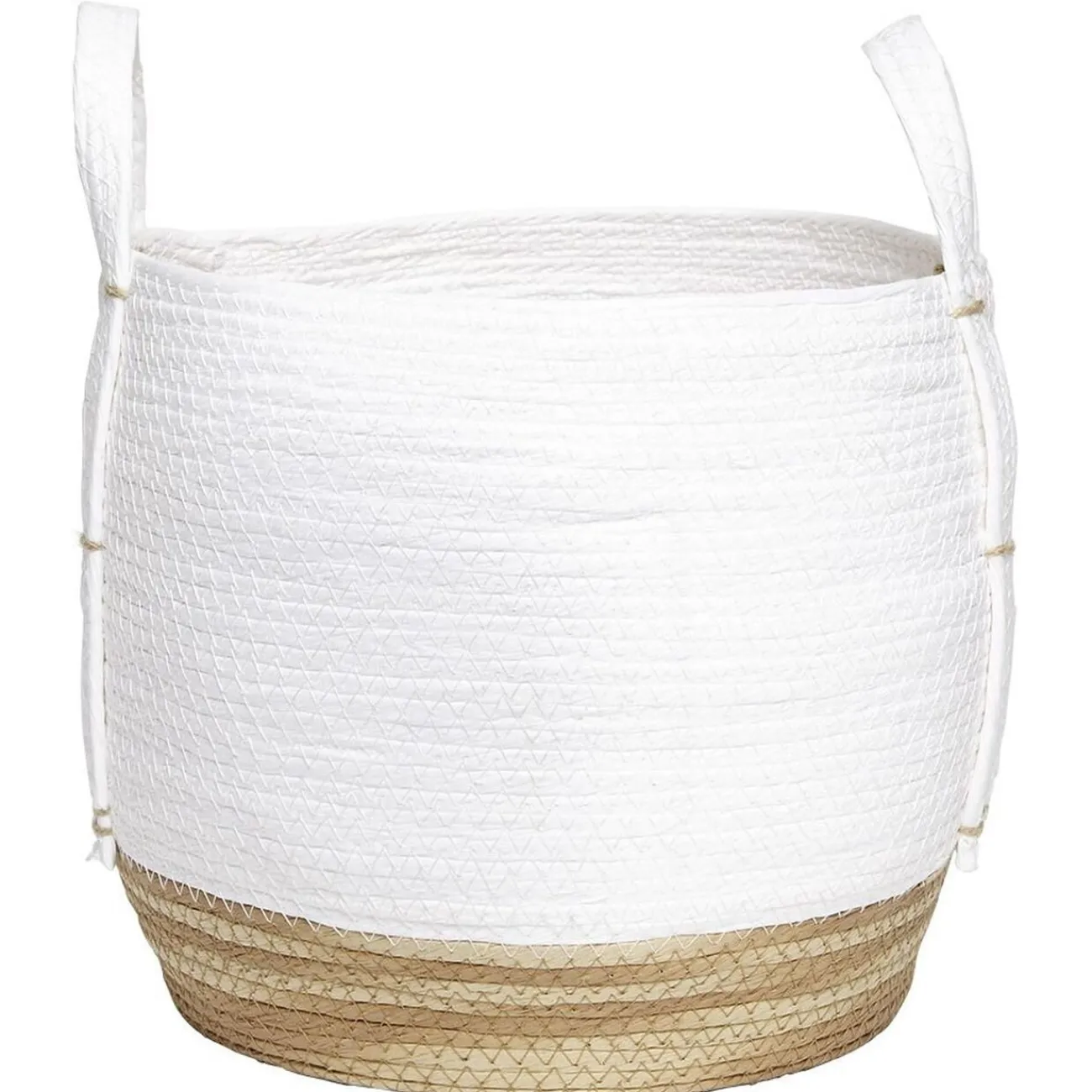 Gifi Rangement|Panier déco Bora Bora naturel et blanc grand modèle