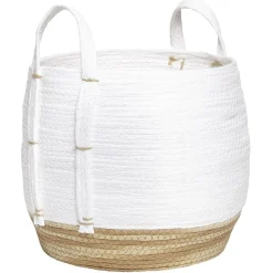 Gifi Rangement|Panier déco Bora Bora naturel et blanc grand modèle
