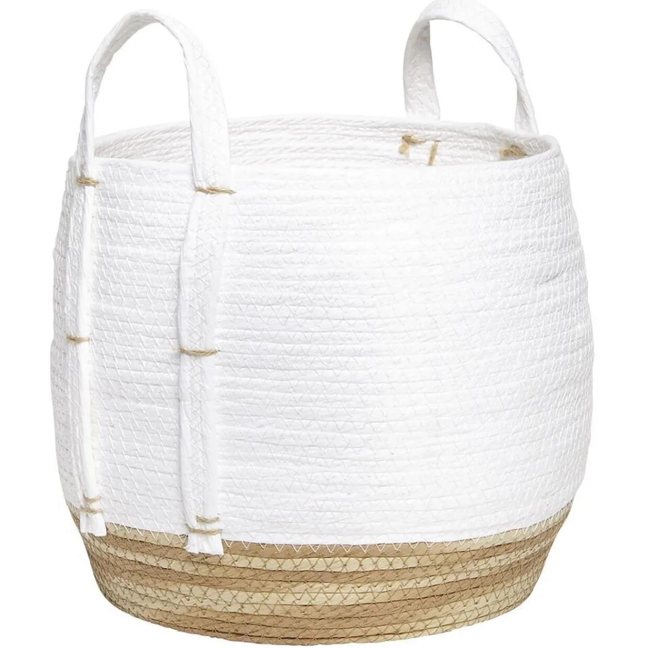 Gifi Rangement|Panier déco Bora Bora naturel et blanc grand modèle