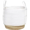 Gifi Rangement|Panier déco Bora Bora naturel et blanc modèle moyen