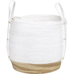 Gifi Rangement|Panier déco Bora Bora naturel et blanc modèle moyen