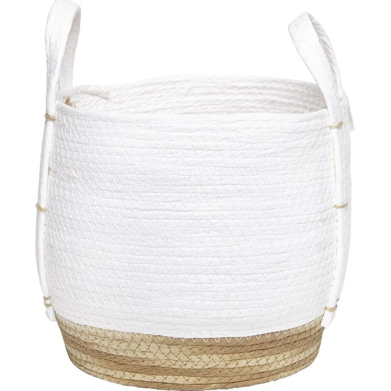 Gifi Rangement|Panier déco Bora Bora naturel et blanc modèle moyen