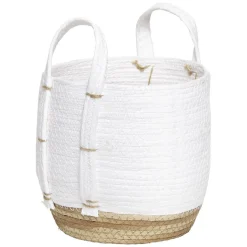 Gifi Rangement|Panier déco Bora Bora naturel et blanc petit modèle