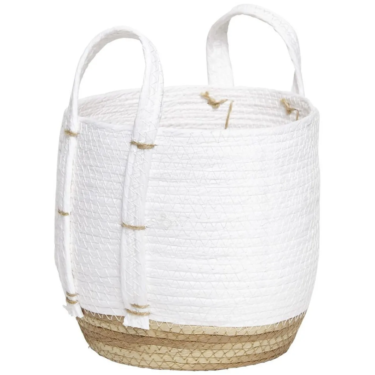 Gifi Rangement|Panier déco Bora Bora naturel et blanc petit modèle