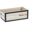 Gifi Rangement|Panier déco caisse en bois naturel et noir petit modèle