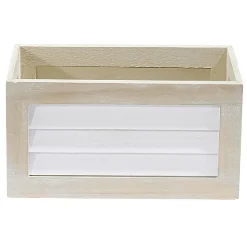 Gifi Rangement|Panier déco caisse en bois naturel et blanc petit modèle