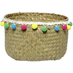 Gifi Rangement|Panier déco tressé avec pompons Ø 20 cm