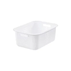 Gifi Rangement|Panier de rangement en plastique blanc ajouré 10 L