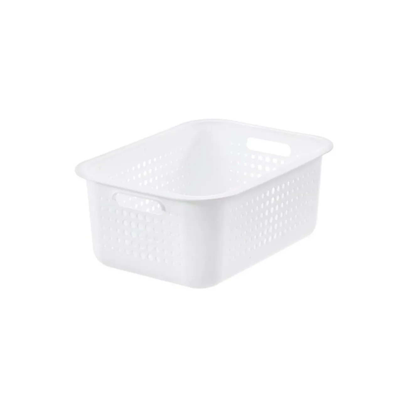 Gifi Rangement|Panier de rangement en plastique blanc ajouré 10 L