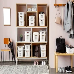 Gifi Rangement|Panier de rangement en plastique blanc ajouré 10 L