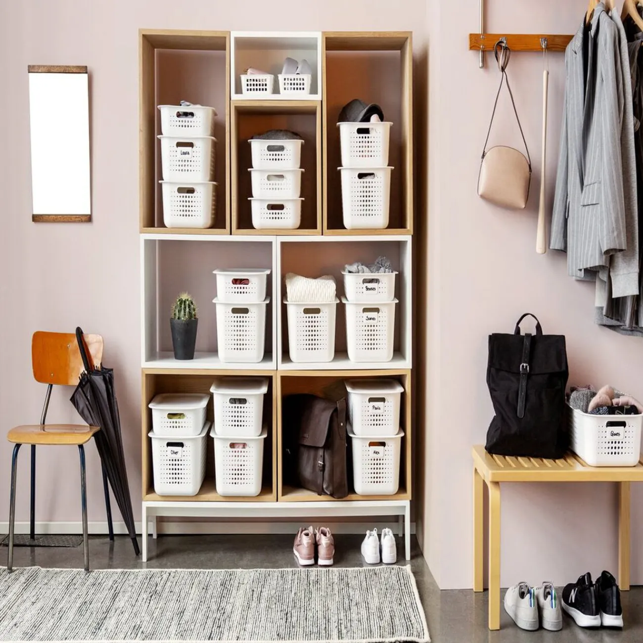 Gifi Rangement|Panier de rangement en plastique blanc ajouré 10 L