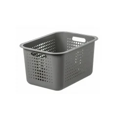 Gifi Rangement|Panier de rangement en plastique noir ajouré 13 L