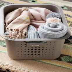 Gifi Rangement|Panier de rangement en plastique noir ajouré 13 L