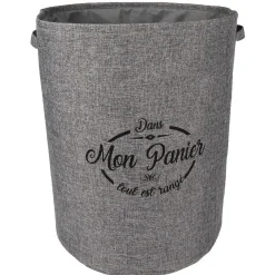 Gifi Entretien Du Linge|Panier de rangement rond design Laundry gris anthracite