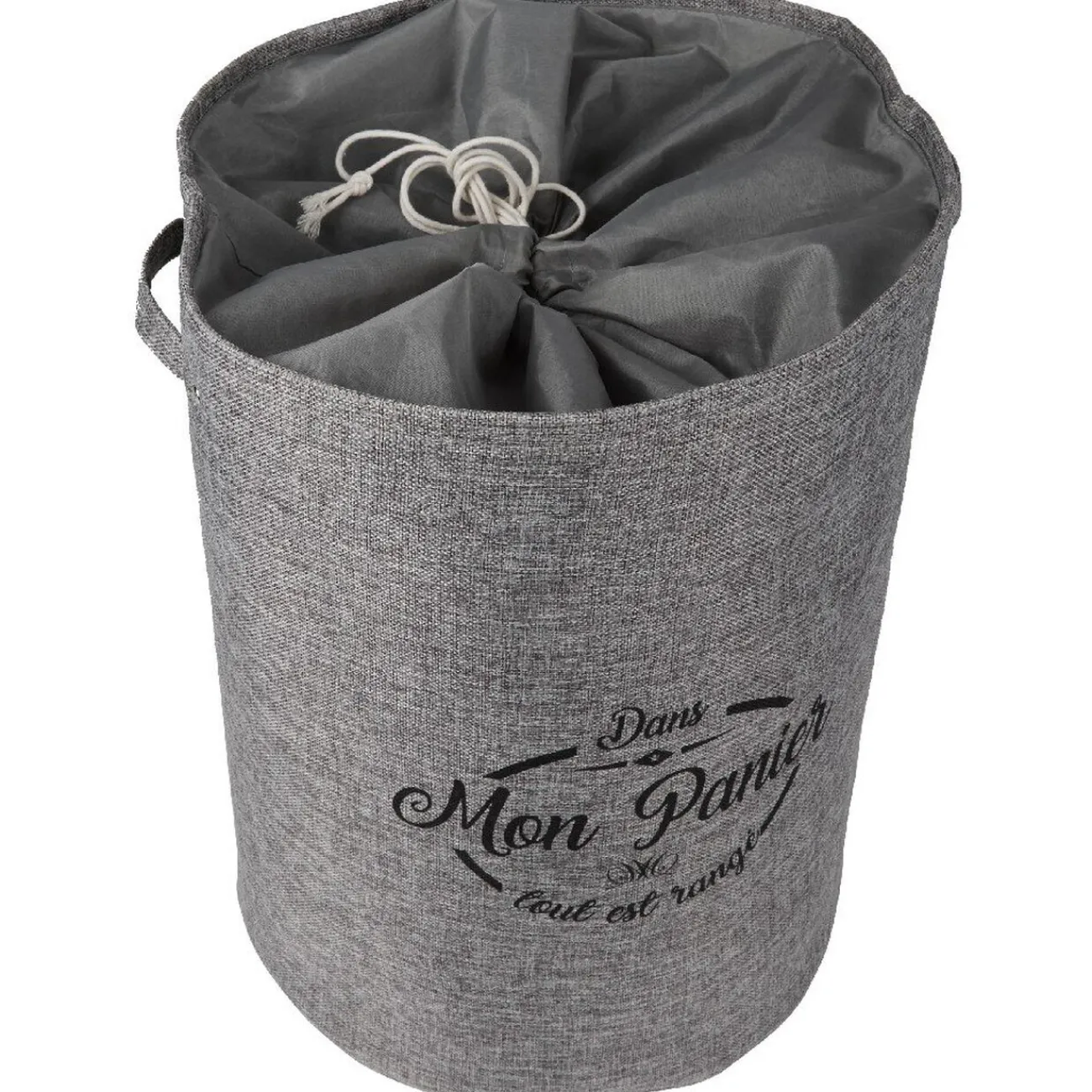 Gifi Entretien Du Linge|Panier de rangement rond design Laundry gris anthracite
