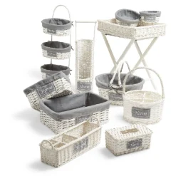 Gifi Rangement|Panier en osier blanc compartimenté