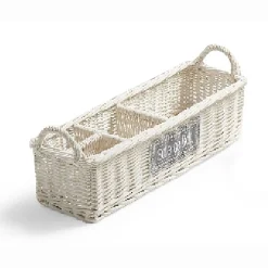 Gifi Rangement|Panier en osier blanc compartimenté
